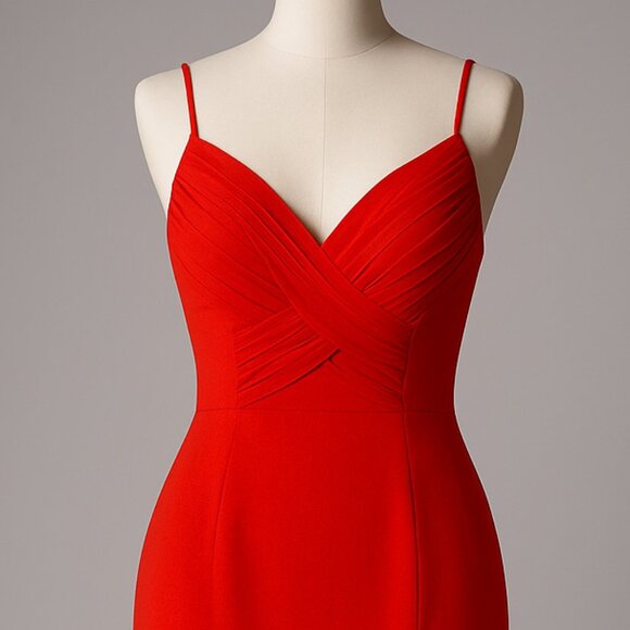 Niteline Della Roufogali Pleated Crisscross Maxi Gown Red Sweetheart Size US 2 P - Picture 1 of 5